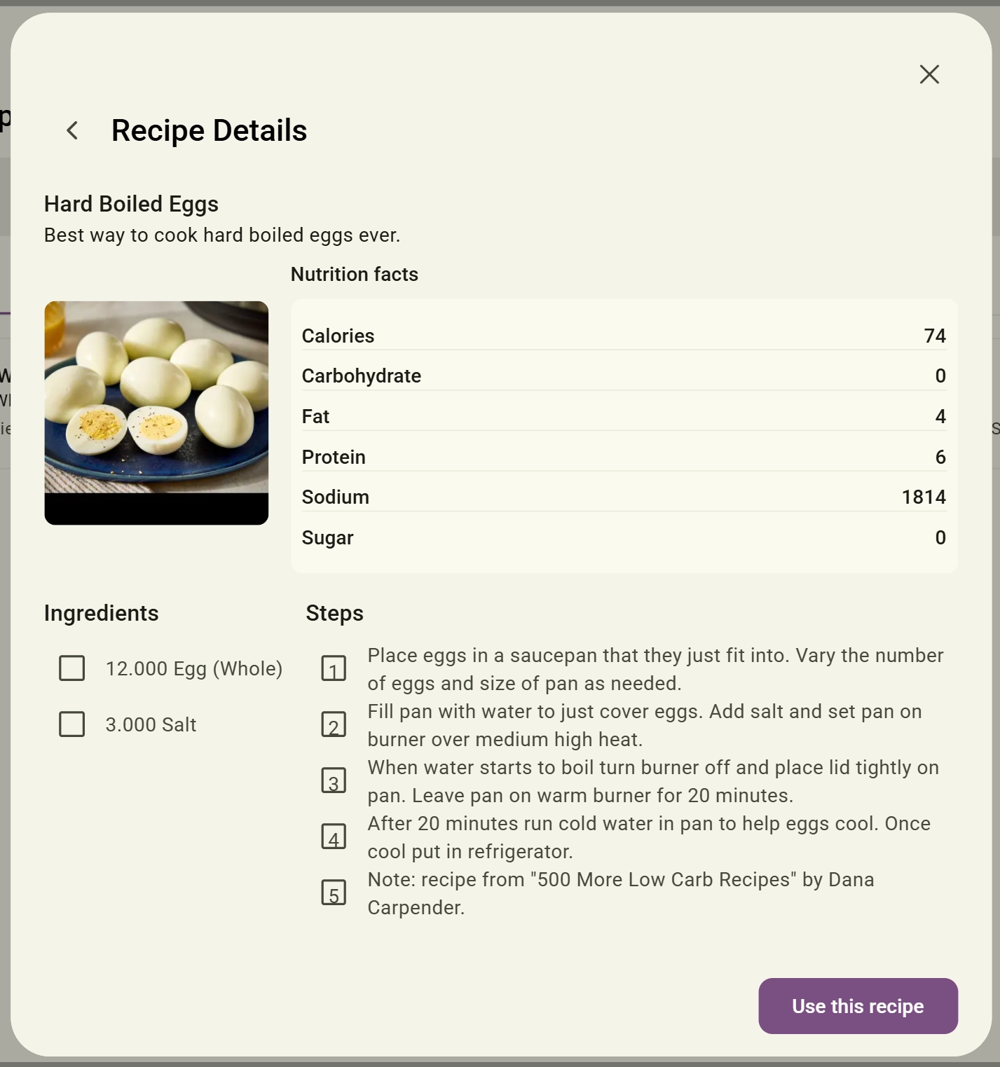 Recipe Card screenshot